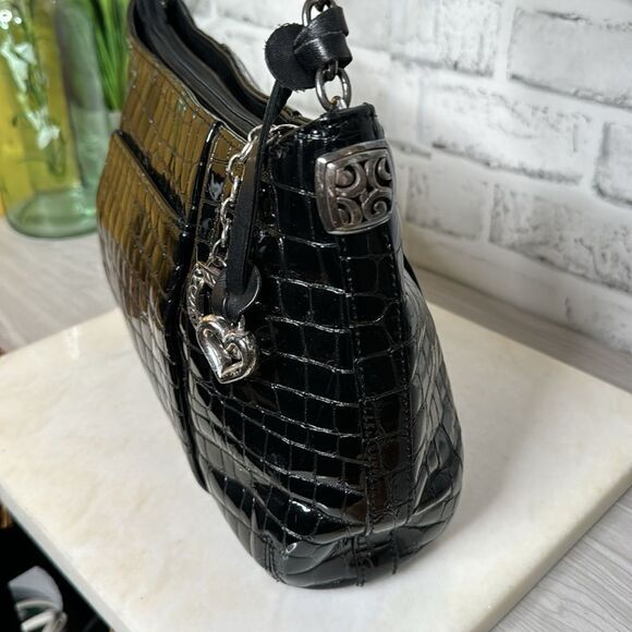 Vintage Genuine Brighton Black Patent Leather Shoulder Bag Purse - Picture 5 of 8